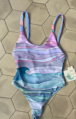 MARA HOFFMAN WATERCOLOR WAVES ONE PIECE SWIMSUIT  Large RARE • $220