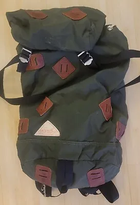 Vintage Kelty Backpack Green Camping Hiking Leather Padded Waist W/2 Pouches • $49.99