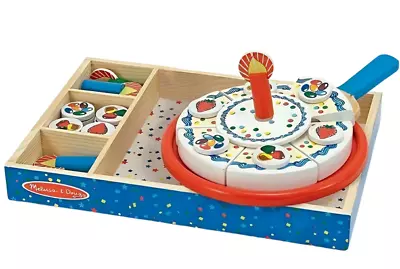 Melissa & Doug Birthday Party Cake Wooden Play Food With Mix-n-Match Topping • £14.99