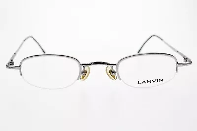 New Lanvin Studio Eyeglasses Polished Silver Metal Half Rim 43/26-135 Mm France • $50