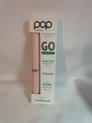 Pop Sonic Go Sonic Portable Toothbrush 2 Speeds 2 Minute Timer Pink Pastel NEW • $9.99