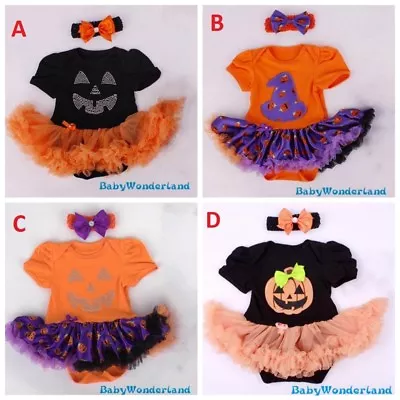 Baby Girls Halloween 2 Pieces Costume Party Birthday Tutu Dress Set Size 000-2Y • $22.95