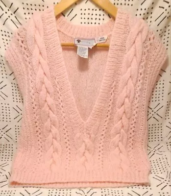 Vintage 70's Organically Grown Sweater Vest Knitted Pink Size M • $10