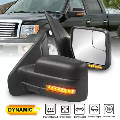 Pair Power Heated Tow Mirrors Dynamic Streamer Signal For 04-14 Ford F150 F-150 • $110.96