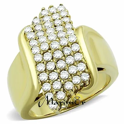 1 Ct CZ 14k Gold Ion Plated Stainless Steel Cocktail Ring Women's Size 5-10 • $24.62