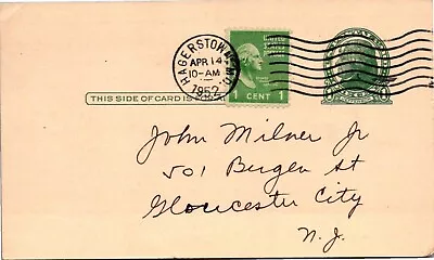 Goldpath: Us Postal Card 1952 Hagerstown Md Cv500_p11 • $1