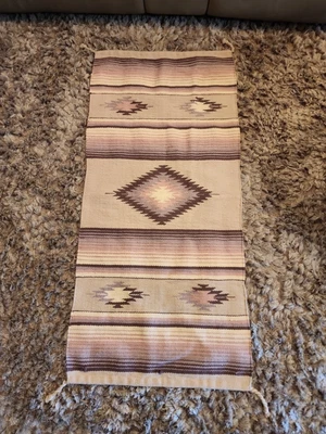 $29.99 • Buy Vintage OAXACAN RUG CARPET Hand LOOMED WOOL MEXICAN ZAPOTEC FOLK  59x28 