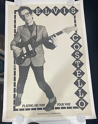 Original Rare Vintage 1977 Elvis Costello  Playing His Way Your Way  B/W Poster. • $1136.52