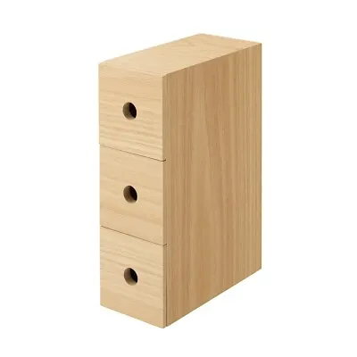 MUJI Wood Small Storage Drawer Box Three Stage 8.4ｘ17× 25.2cm Organize Desk • $49.88