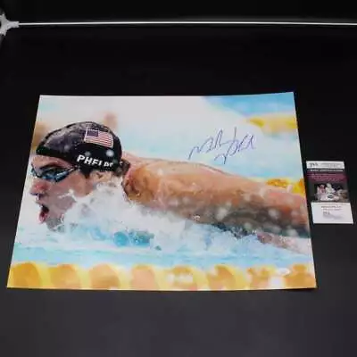 Michael Phelps Signed 16x20 Photo Olympic Swimming Autograph JSA COA ZJ9695 • $97.19
