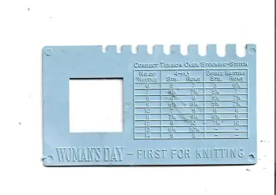 Vintage Woman's Day Knitting Pin Needle Gauge Blue Plastic With Information • $9.65