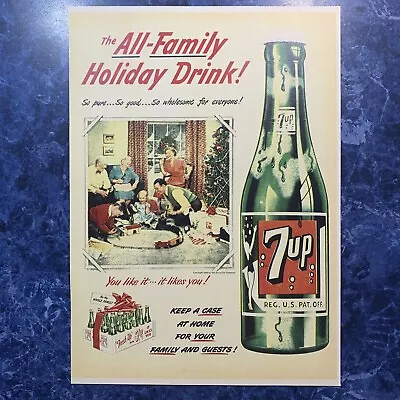 1950 VIntage Magazine Ad 7 Up Soda Fresh Up Family Christmas Playing Train • $3.99