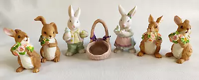 $11.99 • Buy Lot Of 7 Spring Easter Items-Bunnies & Basket~Porcelain, Bisque, Ceramic Decor