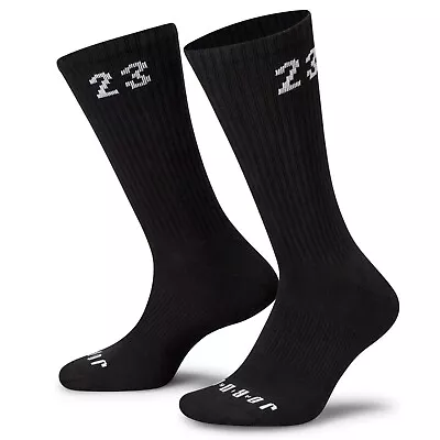 Nike Jordan Essentials Mens Crew Socks 3 Pairs Black Multi Size Sportswear • $37.99