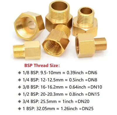 2PCS 1/8  1/4  3/8  1/2   Female To Male BSP Connector  Brass  Reducing Adaptor • £5.19