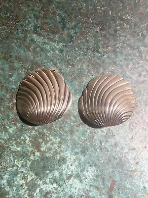 Vintage Les Bernard Silver Tone Clip-On Shell Shaped Earrings Signed • $25