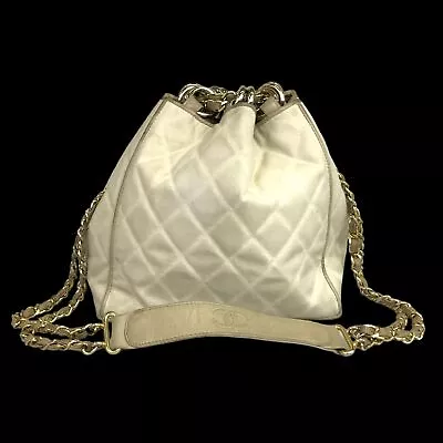 CHANEL Bag Shoulder Bag Matelasse  Drawstring Style Leather Canvas Authentic • £84.85