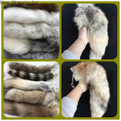 2pcs Real Fox Tail Fur Tail Keychain Bag Charm Purse Pendant Cosplay Toys Outlet • $8