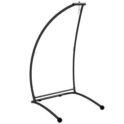 Outsunny Hammock Chair Stand With Metal Frame C Shape Hammock Stand Only Black • £66.99