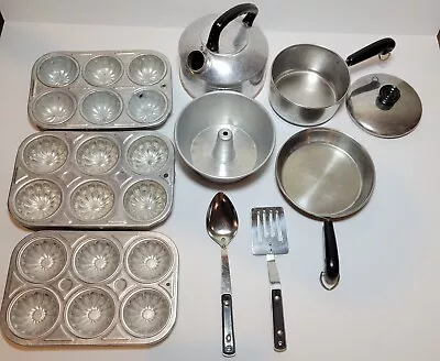 Vtg Lot Of 10 Children's Kitchen Pots & Pans Muffin Tea Aluminum Stainless Toys • $14.97