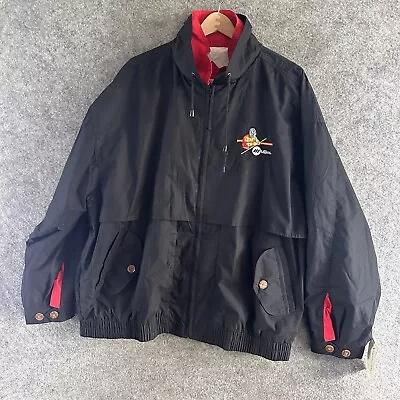 Vintage Miller Windbreaker Jacket Mens 2XL Black Red Norman Todd Embroidered • $31.88