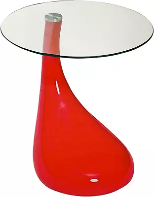 L X 18  W Red Tear Drop Side Table With Round Glass Top • $239.86