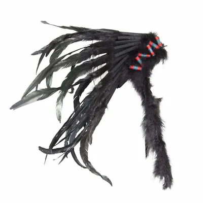 $91.42 • Buy Beautiful Headdress Full Black Wolf Hat Feather Mohawk Indian Traditional Chief