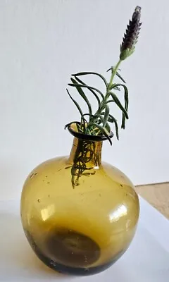 VTG Bola Amber Hand Blown Mexican Globe Vase 1950's El Segundo  • $32.47