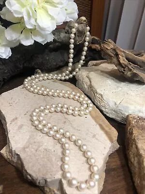 MAJORICA 925 Sterling White Faux Pearl Bead Beaded Knotted Necklace 36  62g • $135.99