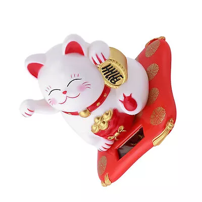 Chinese Lucky Wealth Cat Waving Arm Good Luck Cute Cat Feng Shui Solar Powere HE • $21.49