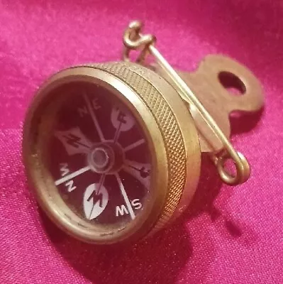 Marble's Gladstone Michigan Antique Brass Compass Pin Back • $28.99