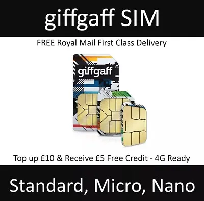 £0.99 • Buy Giffgaff Sim Cards X 2 New Pay As You Go Sims Uk Gif Gaf 2g 3g 4g 5g