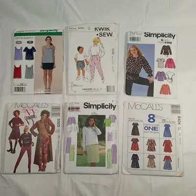 Vintage Sewing Pattern Lot Of 6 ; Simplicity McCalls Rowley Kwik Sew Sz 10-14 • $17.95