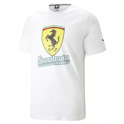 Puma Sf Race  Shield Graphic Crew Neck Short Sleeve T-Shirt Mens White Casual To • $19.99