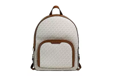 Michael Kors Jaycee Large Vanilla Signature PVC Shoulder Backpack Bookbag • $125