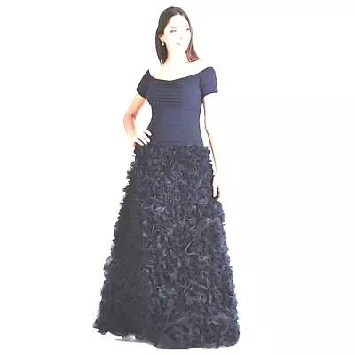 NWT $808 Tadashi Shoji Evening Formal Pageant Rosette Prom BALL Gown Dress  4  • $499