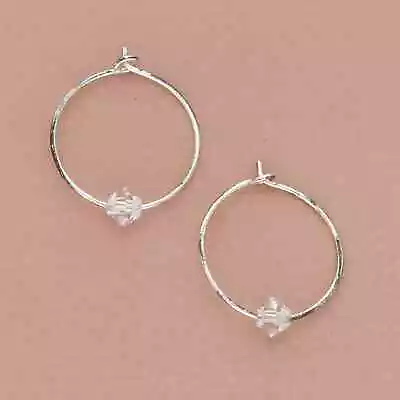 ❗️CLEARANCE❗️vintage Sterling Silver Tiny Clear Crystal Huggie Hoop Earrings • $14.40