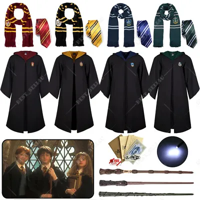 $15.02 • Buy Harry Potter Gryffindor Ravenclaw Slytherin Robe Cloak Tie Scarf Wand Costume AU