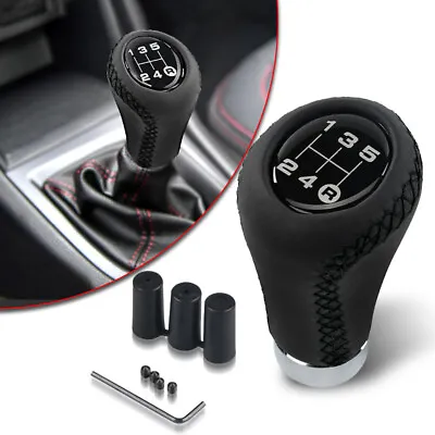 Black Leather Manual Car 5 Speed Gear Stick Shifter Shift Knob Lever Universal • $13.98