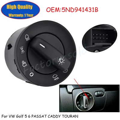 Headlamp Switch Control For 06-09 VW Golf GTI MK5 MK6 Jetta Passat B6 5ND941431B • $13.76