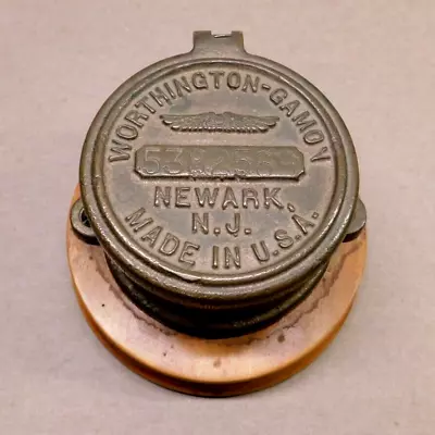 Vintage Worthington-Gamon Brass Water Meter Newark NJ Mounted • $12