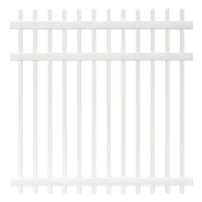 Veranda Spaced Picket Fence Panel 6 Ft X 6 Ft Pointed Picket Top Vinyl White • $79.43