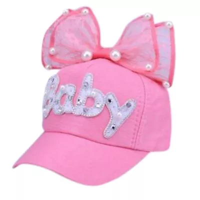 Baby Girls Outdoor Letter Pattern Baseball Cap Breathable Visor Hats W/Bowknot • £6.68