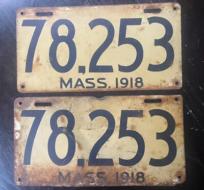 Original Pair 1918 MASSACHUSETTS LICENSE PLATE See My Other Plates • $84.95