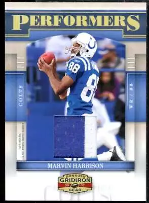 Marvin Harrison Card 2007 Gridiron Gear Performers Jersey Prime #37  • $15