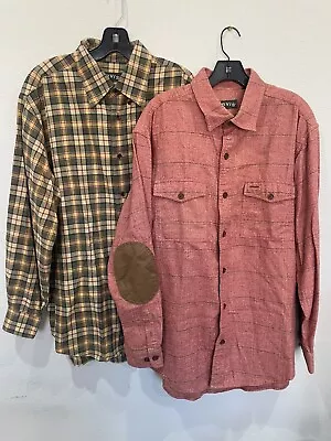 Orvis Men's Size Large Button Down Long Sleeve Flannel Shirts Lot Of 2 • $31.99