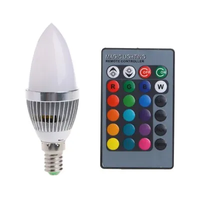 E14 3W LED 15 Colors Changing Candle Light Bulb Lamp For W/Remote Control AC • £6.53