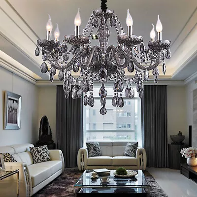 Chandelier SMOKY GREY Genuine K9 Crystal 26810121518 Arms Pendant Light • £229.99