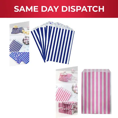 Colorful Striped Paper Candy Bags For Sweets & Christmas Gifts - All Sizes • £9.45