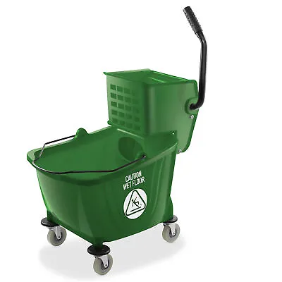 Commercial Mop Bucket & Side Press Wringer - 33 Quart Green • $39.95